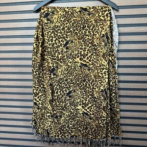 Leopard Print Skirt with Fringe